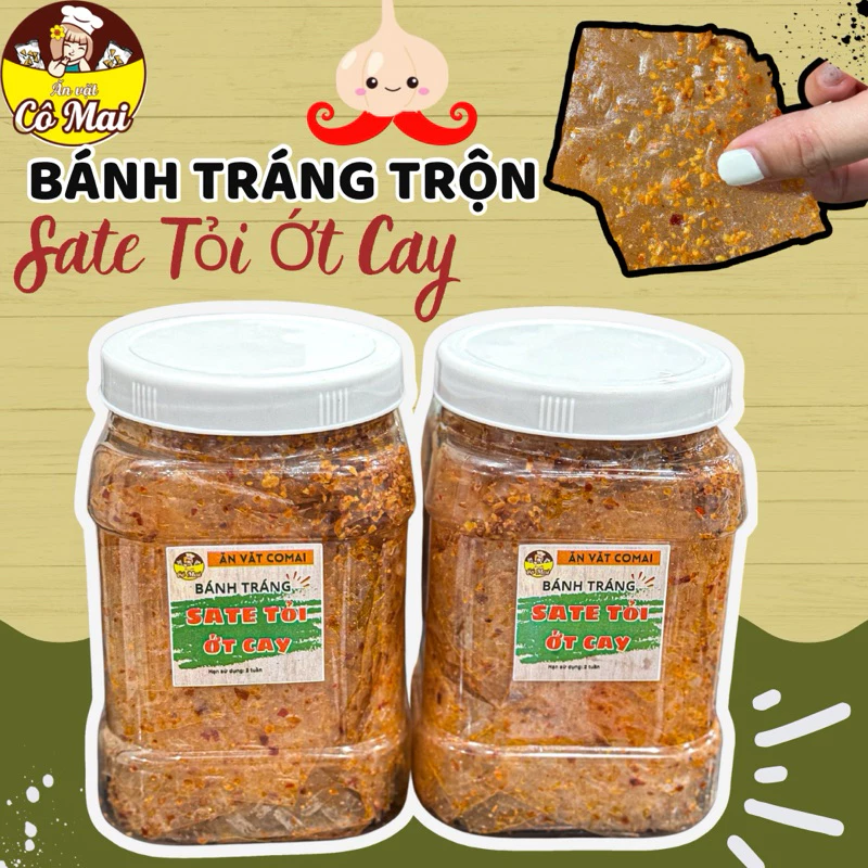 Bánh Tráng Trộn SATE TỎI ỚT CAY - Hủ 300Gr
